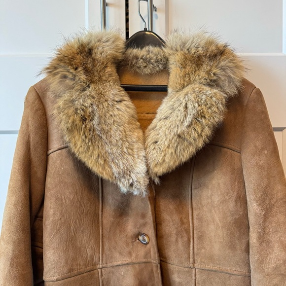 Vintage Cosa Nova suede & fur collar long coat - Picture 2 of 10